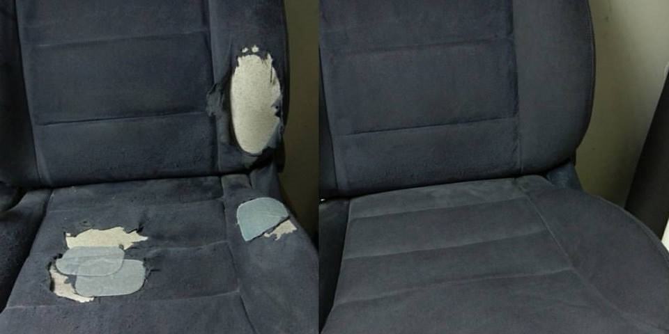 Фото до и после ремонта тканевых сидений авто